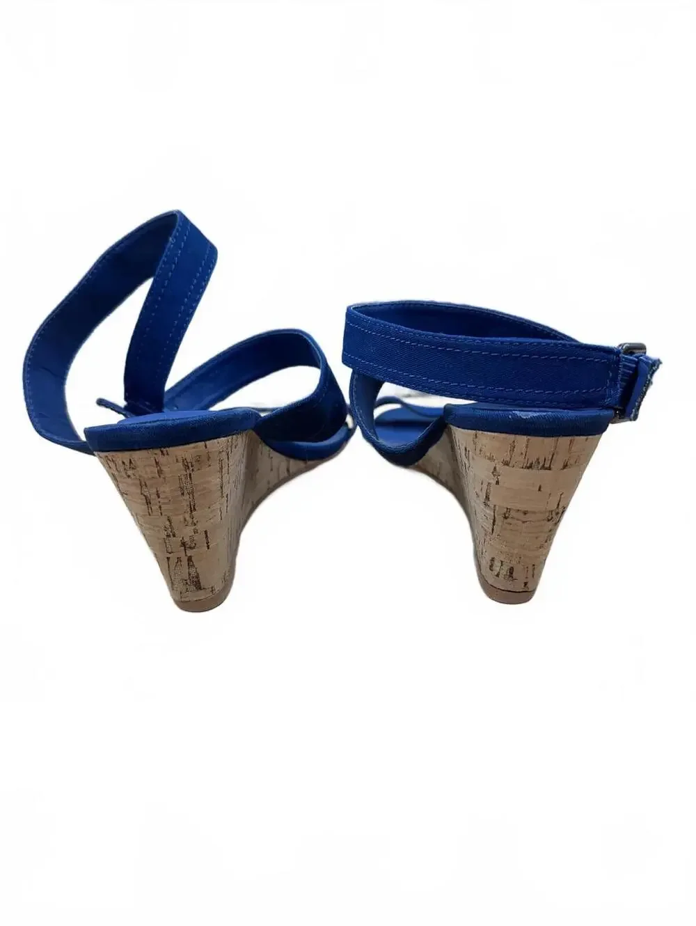 J.C. Blue Suede Cork Wedge Sandals